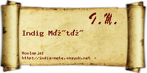 Indig Máté névjegykártya